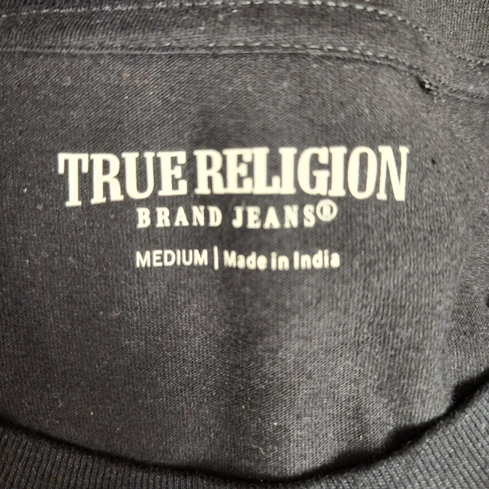 True Religion Mens Monotone HS Buddha Tee Jet‎ Black Graphic T-Shirt 107313 M
